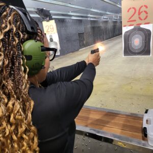 black women at gun range